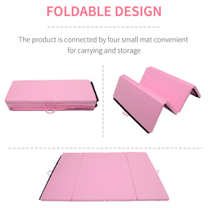 Tapis de gymnastique pliable 4'x6'x2'' avec poignées de transport, rose