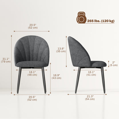 Lot de 4 chaises de salle à manger modernes rembourrées avec pieds en métal, noir
