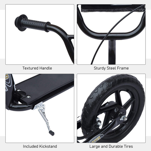 Adjustable Kids Pro Stunt Scooter Children Street Bike Bicycle Ride On with 12” Tire (Black)