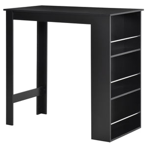 Bar table with 3 storage shelves, black