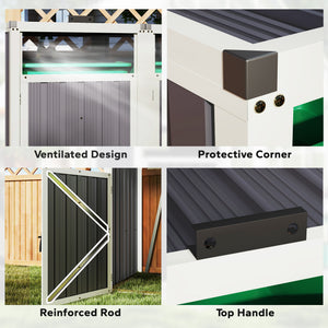 Lockable outdoor double bin shelter with hinged lid, dark grey