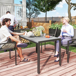 Table de jardin rectangulaire avec plateau en rotin synthétique gris