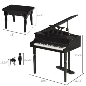 Modern children's piano with 30 keys, black