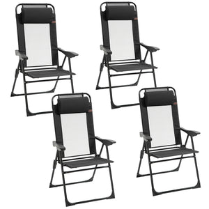 Ensemble de 4 chaises de camping, noir