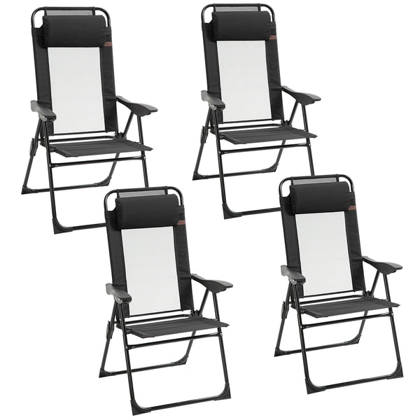 Ensemble de 4 chaises de camping, noir