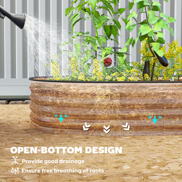Jardinière d'extérieur surélevée galvanisée avec tuteur en métal, marron