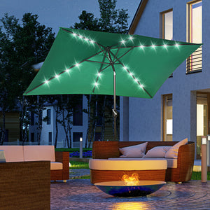 9.7-foot rectangular patio umbrella with crank handle and LED lighting 