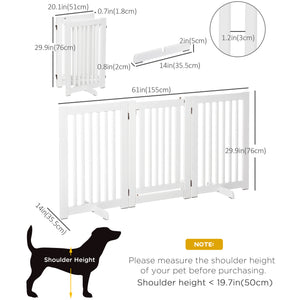 Barrière pour animaux de compagnie en bois autoportante avec 3 panneaux pliables