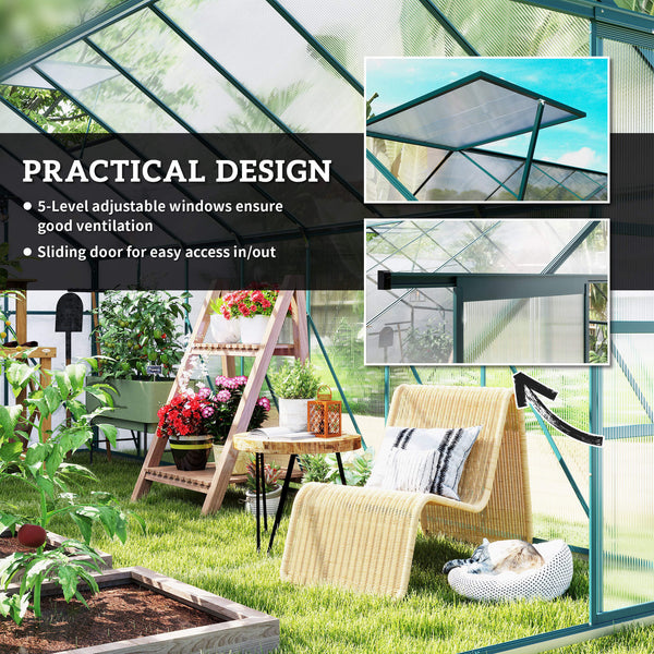 Serre de jardin en aluminium et polycarbonate, verte
