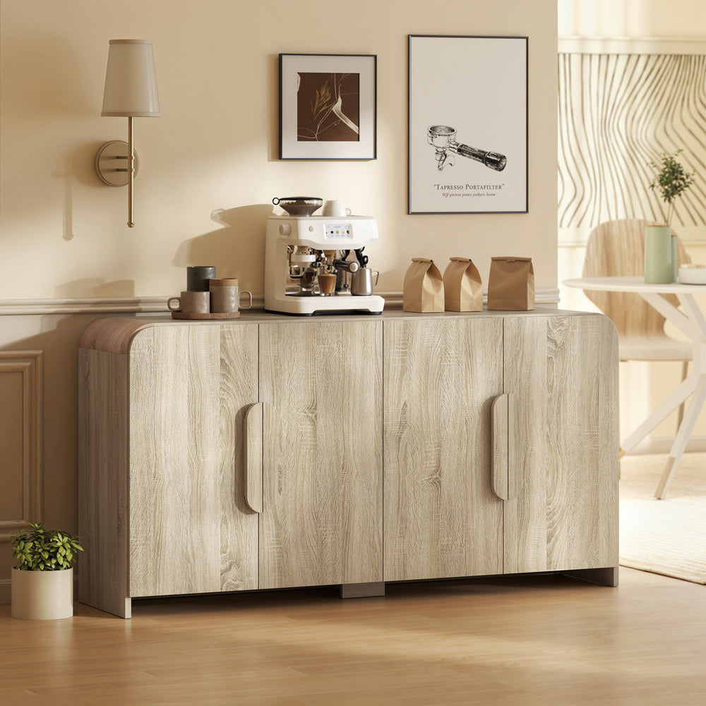 Buffet de rangement moderneavec portes à fermeture douce et étagères réglables, en bois naturel