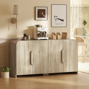 Buffet de rangement moderneavec portes à fermeture douce et étagères réglables, en bois naturel