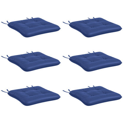 Coussins de rechange 6 pièces, pour chaise de patio d'extérieur avec attaches, capitonnés, bleu foncé