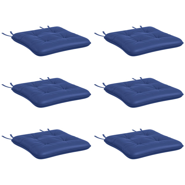 Coussins de rechange 6 pièces, pour chaise de patio d'extérieur avec attaches, capitonnés, bleu foncé