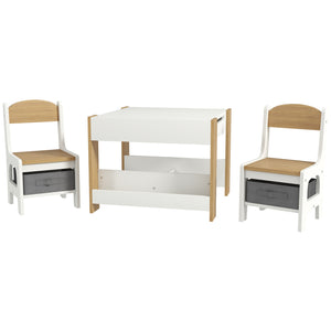 Ensemble table et chaises pour enfants 3 pièces avec plateau réversible et tableau noir