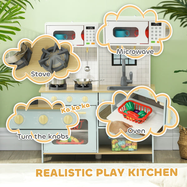 Cuisine de jeu pour enfants avec accessoires de cuisine bleu