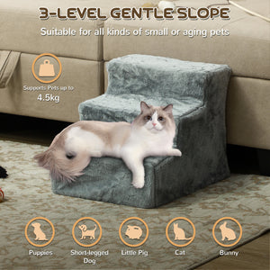 3-Step Dog Ramp with Removable Cover, Light Grey