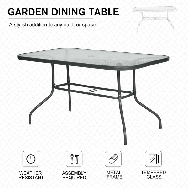 Table de jardin en métal avec trou pour parasol