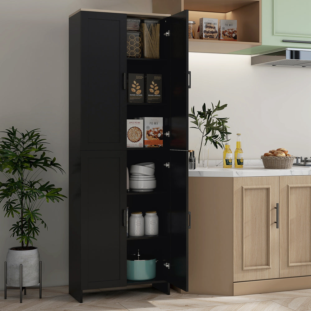 Armoire de cuisine 4 portes avec étagères réglables, noir