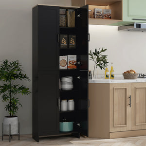 Armoire de cuisine 4 portes avec étagères réglables, noir