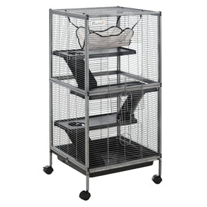 Cage à roulettes à 4 niveaux pour rongeurs