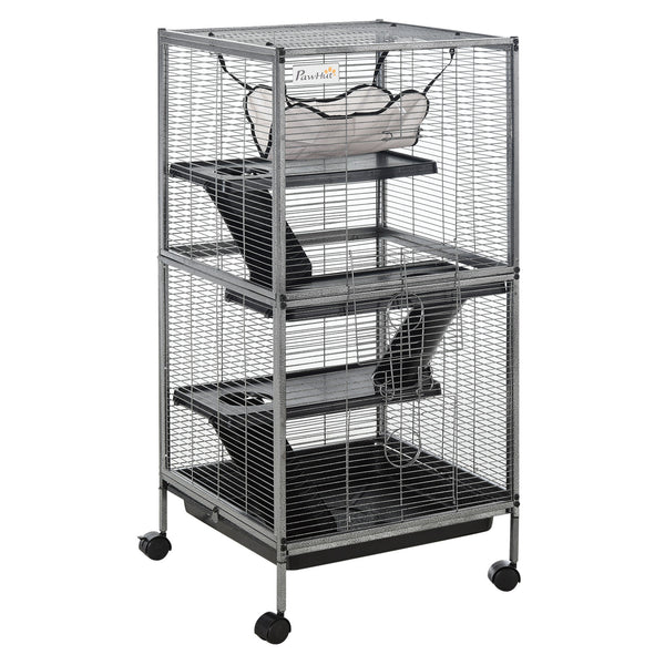 Cage à roulettes à 4 niveaux pour rongeurs