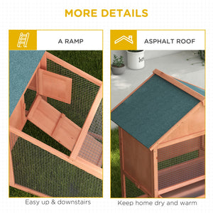 Outdoor 2-Tier Rabbit Hutch with Removable Tray, Ramp, and Asphalt Roof