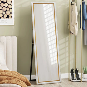 Miroir sur pied à poser ou mural, avec cadre, pour chambre à coucher, argenté