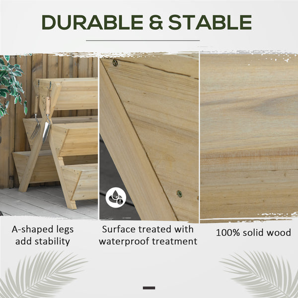 Jardinière surélevée en bois avec 5 bacs à plantes et 4 crochets