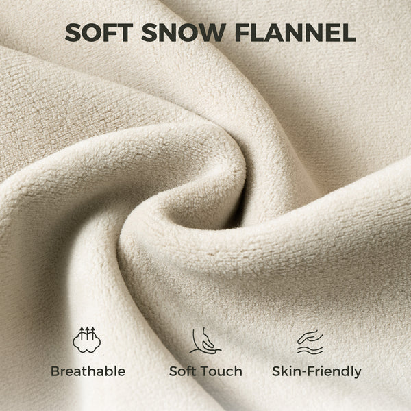 Office Chair with Foot Rest, Ergonomic Reclining Computer Gaming Chair with Snow Flannel Fabric, Thick Cushion, Cream
