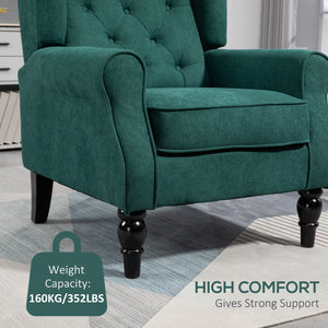 Fauteuil d'appoint capitonné à boutons, vert foncé