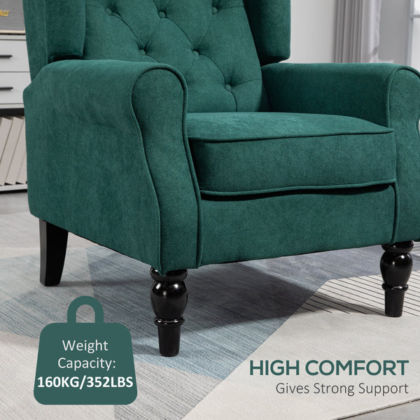 Fauteuil d'appoint capitonné à boutons, vert foncé