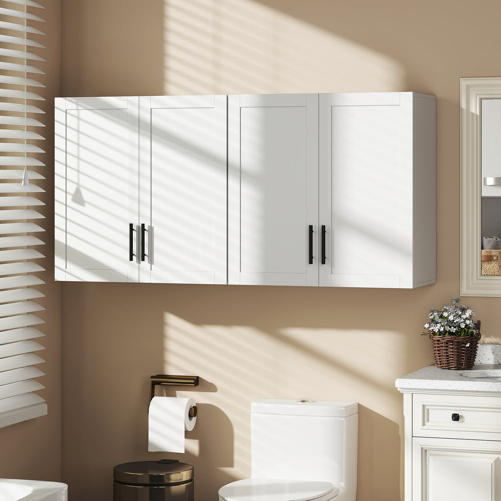 Armoires murales de salle de bain blanches, lot de 2