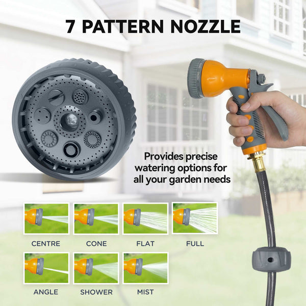 Enrouleur de tuyau d'arrosage mural rétractable, orange.