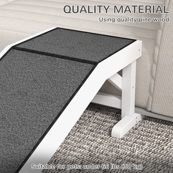 Pet Ramp, Bed Steps for Dogs Cats with Non-slip Carpet, 49"L x 16"W x 14"H, White Grey