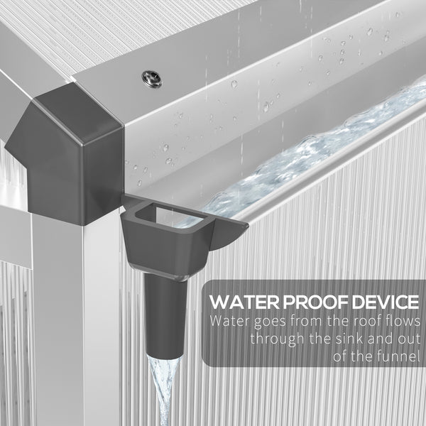 Serre en aluminium, gouttière et ventilation, argent