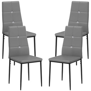 Set of 4 modern high-back, upholstered chairs with padded seats, grey