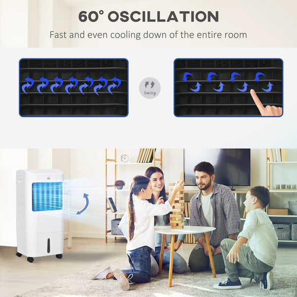 Ventilateur tour avec pack de glace, télécommande, 3 modes, 3 vitesses, minuterie 7,5 h, blanc