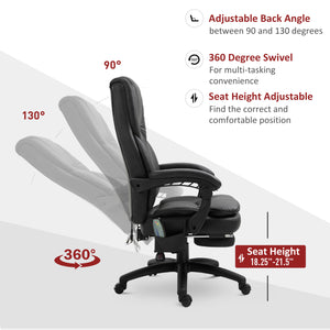6-point vibration massage office chair with retractable footrest