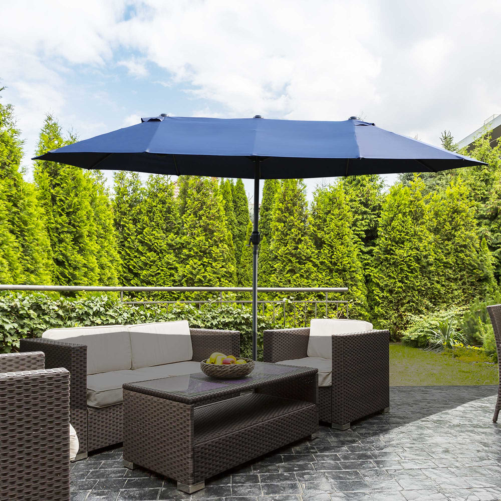 Parasol double face de 15 pieds, bleu