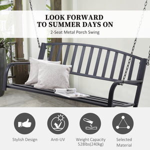 Balançoire de porche avec chaîne, noire