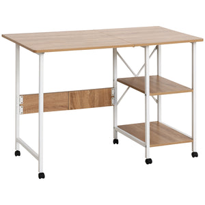 Folding computer desk with storage shelves