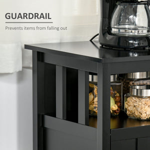 Buffet avec 2 portes et étagères réglables pour cuisine et salle à manger, noir