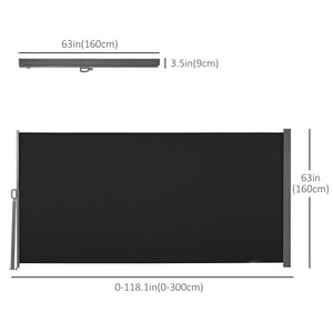Store latéral rétractable, résistant aux UV et au vent, noir