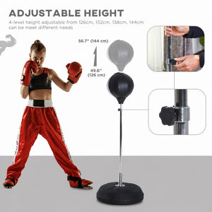 Sac de frappe sur pied réglable avec gants de boxe et pompe – Noir
