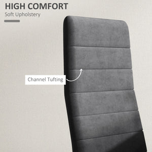 Set of 4 high-back padded chairs with metal legs, grey