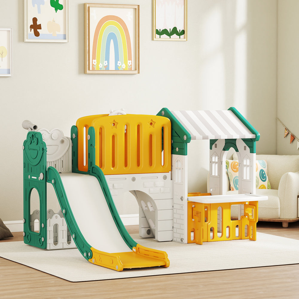 Toboggan 7 en 1 pour tout-petits jaune/vert