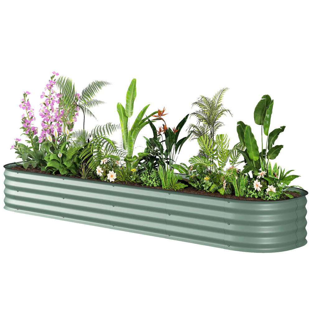Galvanized raised planter kit with safety edging, green
