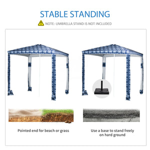 Parasol de plagede 6,5 pieds, bleu foncé