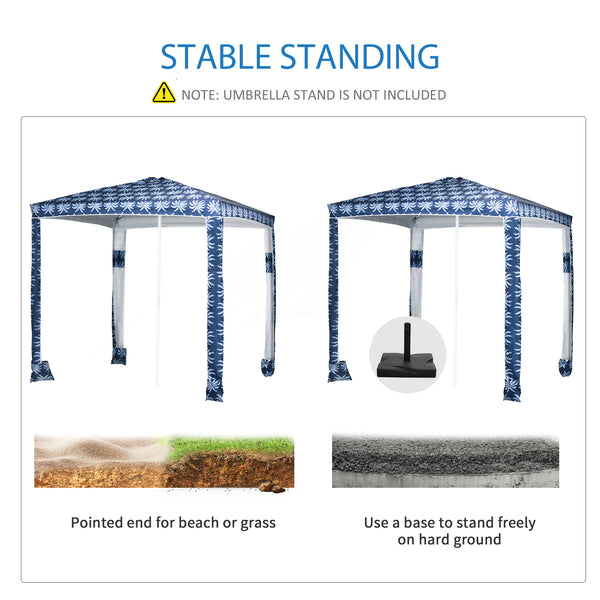 Parasol de plagede 6,5 pieds, bleu foncé