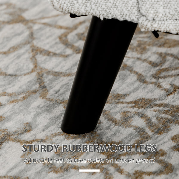 Banc de rangement rembourré avec accoudoirs, blanc crème